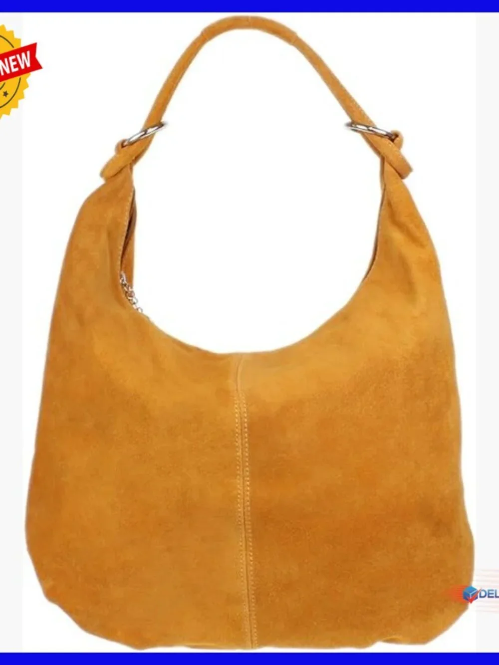Oversized Genuine Suede Leather Hobo Shoulder Bag with Zipper